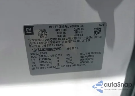 2016 Cadillac Escalade Premium Collection из США, поврежденный, VIN 1GYS4JKJ6GR239190